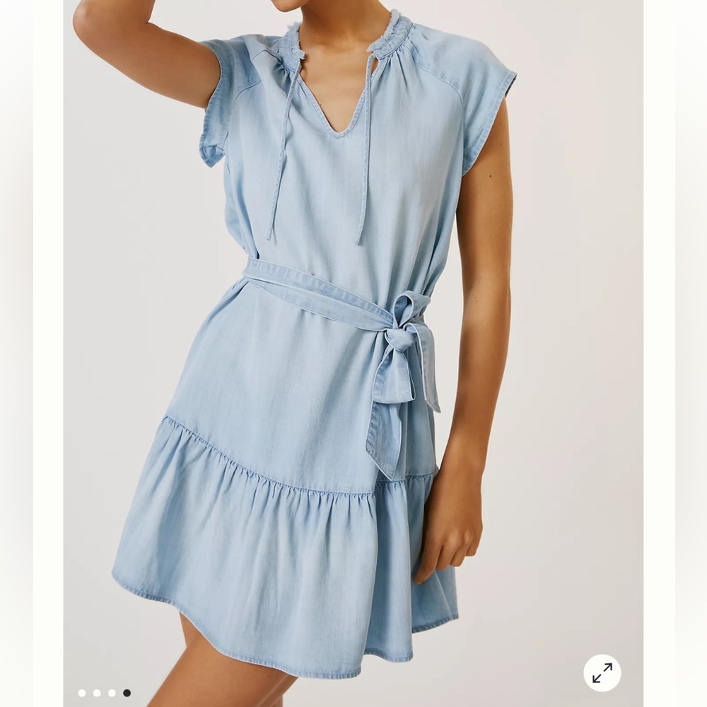 cloth & stone Light Blue Tiered Mini Dress